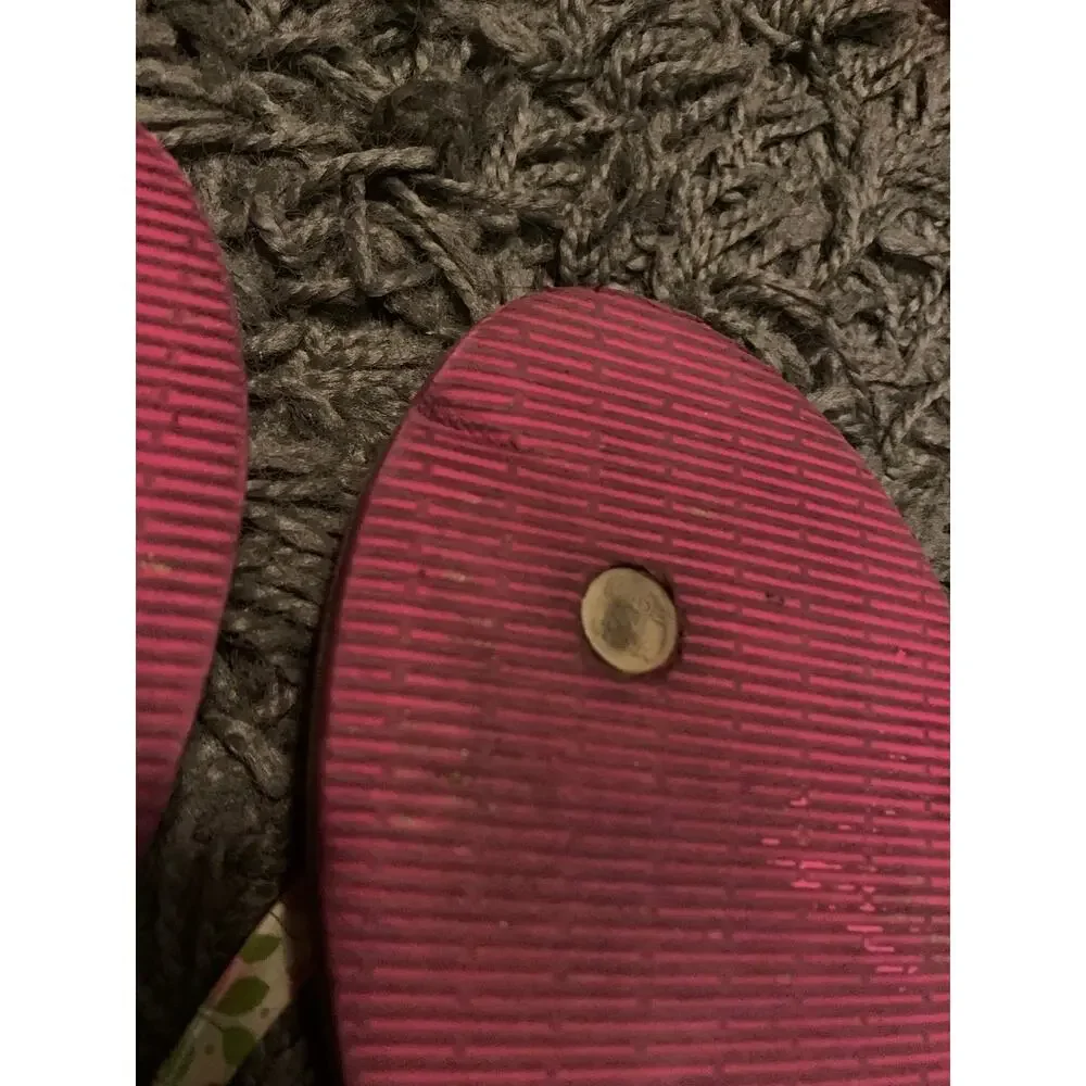 Women's Vera Bradley Flip Flops Pink Green Size Large